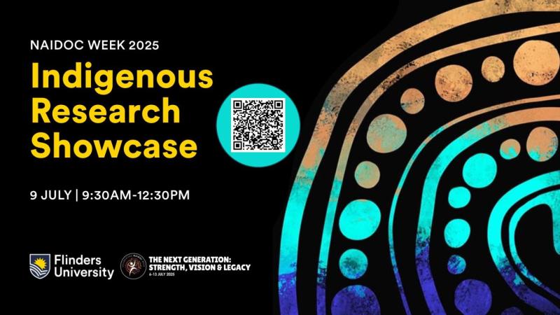 Indigenous Research Showcase poster with QR code