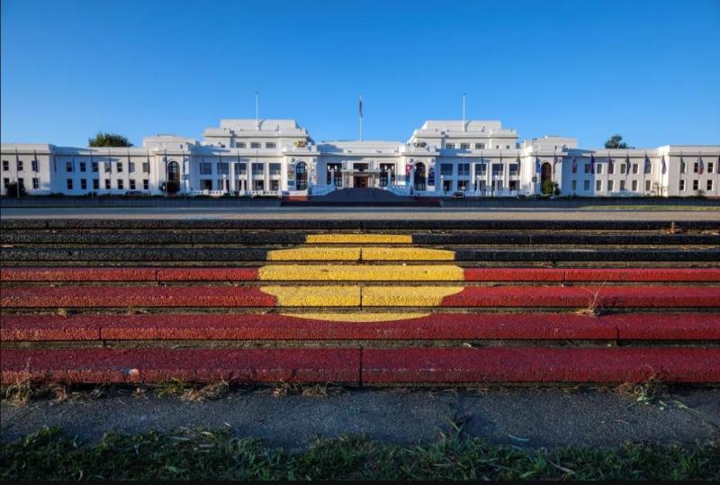 Aboriginal flag in front of Old Parliament House
