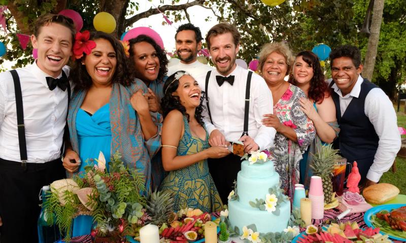 Island wedding family